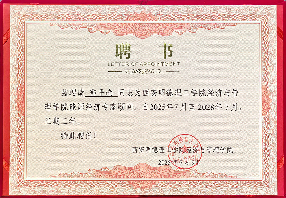 西安明德理工学院能源经济专家顾问